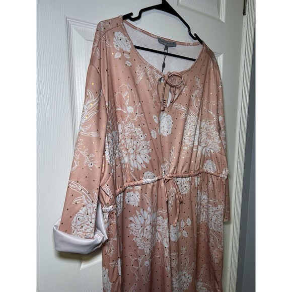 Alex & Parker Women’s Plus Size Sparkle Floral Tie Waist Dress Pink Size 2X NWT - Picture 2 of 9